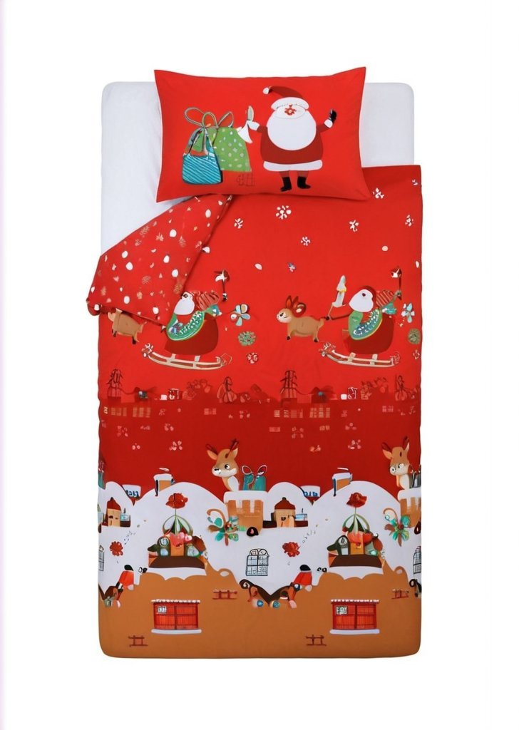 Zestaw dwustronnych poszewek na kołdrą Święty Mikołaj. - obrazek 2