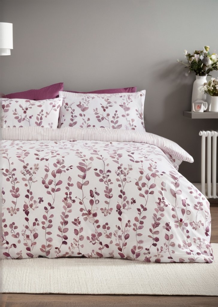 Fioletowe poszwy na kołdry w kwiaty