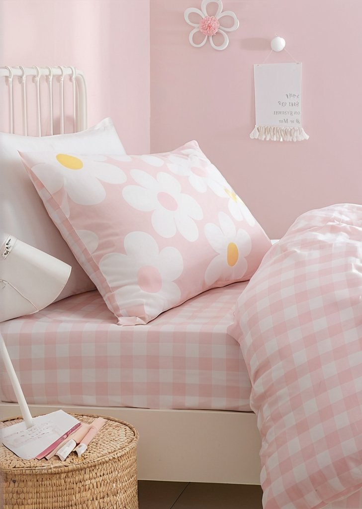 Zestaw dwustronnych różowych poszewek na kołdrą Bedlam Retro Daisy - obrazek 2