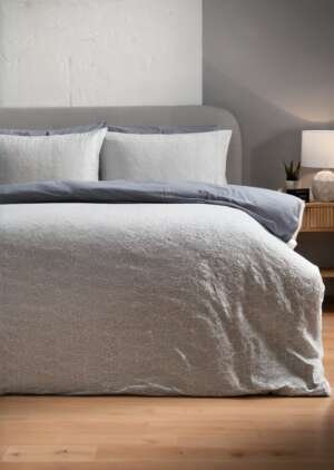 Zestaw pościeli z polaru w kolorze niebiesko-szarym, melanżowym