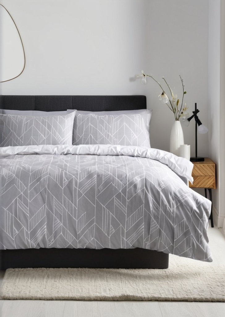 Zestaw pościeli w szarą jodełką