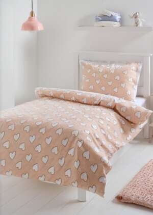 Zestaw pościeli polarowej w różowe serca