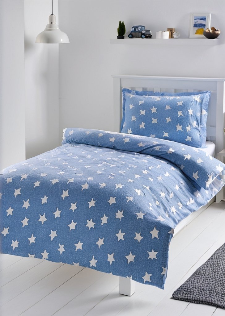 Zestaw pościeli polarowej w niebieskie gwiazdy