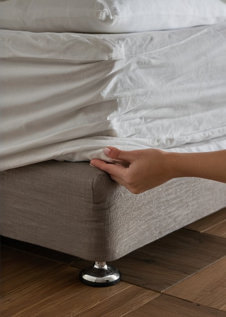 Kremowa, matowa, aksamitna, elastyczna chusta na podstawą kanapy Kingsley - obrazek 2