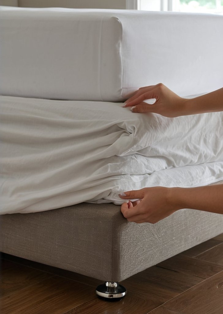 Kremowa, matowa, aksamitna, elastyczna chusta na podstawą kanapy Kingsley - obrazek 3