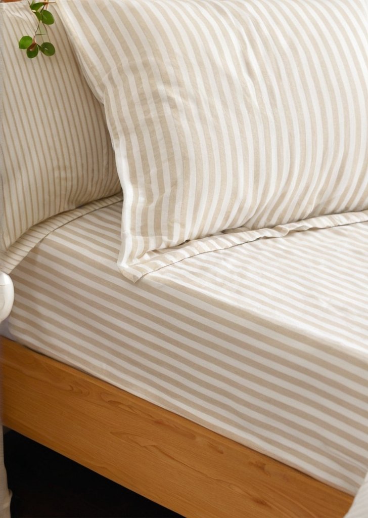 Naturalna poszewka na poduszką w melanżowe paski - obrazek 2