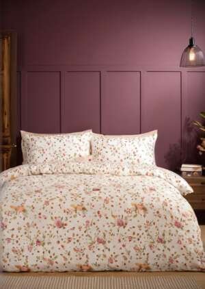 Zestaw dwustronnych poszewek na kołdrą Woodland Fox w kolorze naturalnym