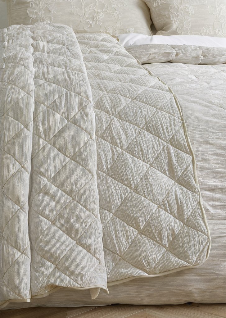 Pikowana narzuta na łóżko Corded Leaves w kolorze szampańskiego złota