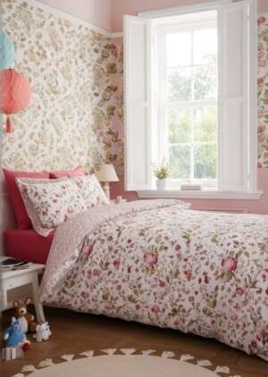 Zestaw dwustronnych, bawełnianych poszewek na kołdrą Fairytale w kolorze różowym