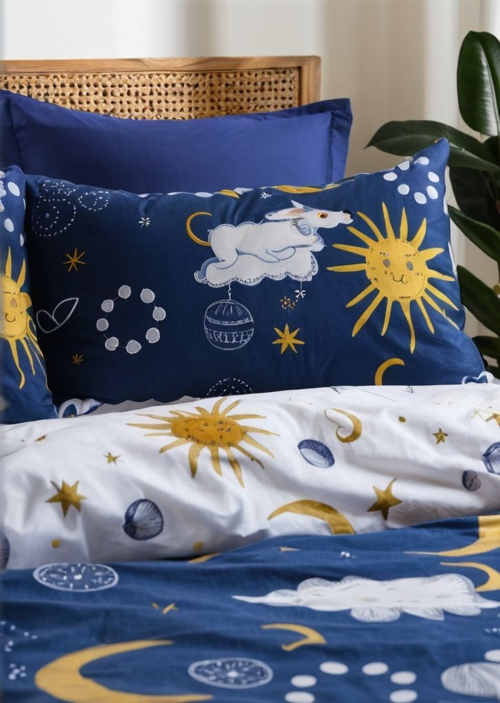 Dwustronna bawełniana poszwa na kołdrą firmy Nibs Disco Space w kolorze granatowym - obrazek 3