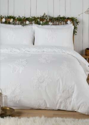 Zestaw pościeli Snow Crystal, miąkki w dotyku, biały